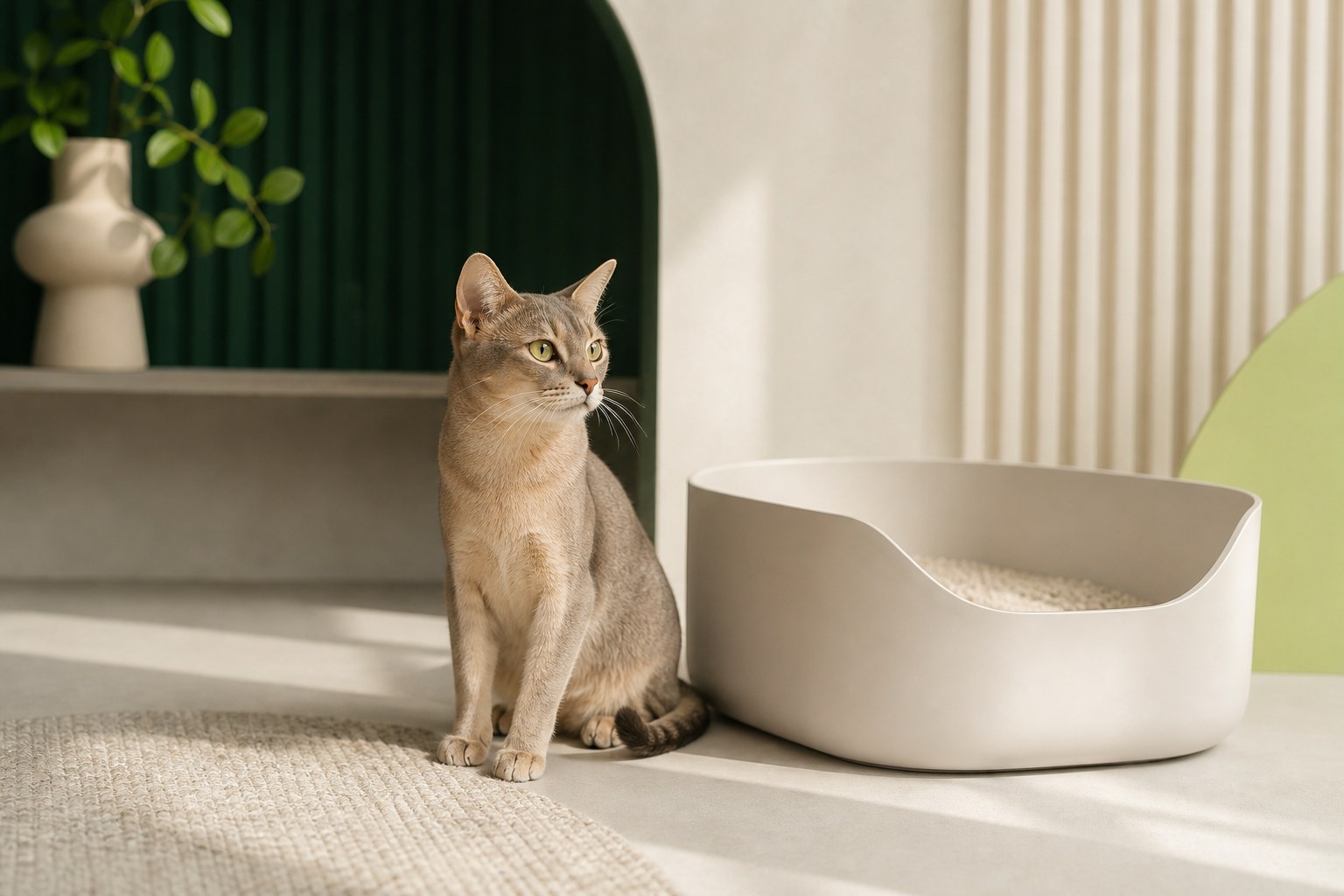 Cat relaxing in a calm modern home